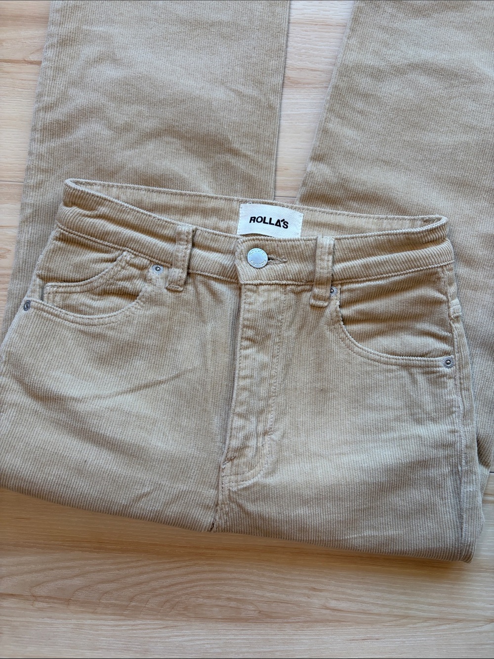 ROLLA'S Original High Rise Straight Corduroy Jeans in Tan